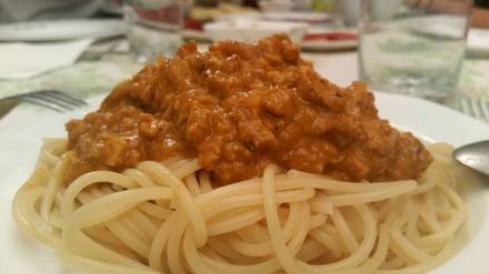 Spaguetti con ragú de seitán